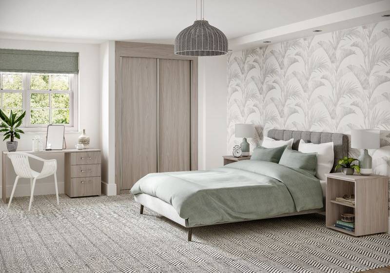 Bedroom featuring Glide door wardrobe in Grey Walnut