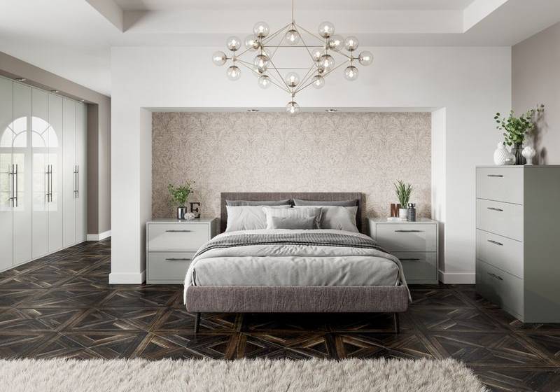 Bedroom featuring Solar Gloss furniture in Platinum