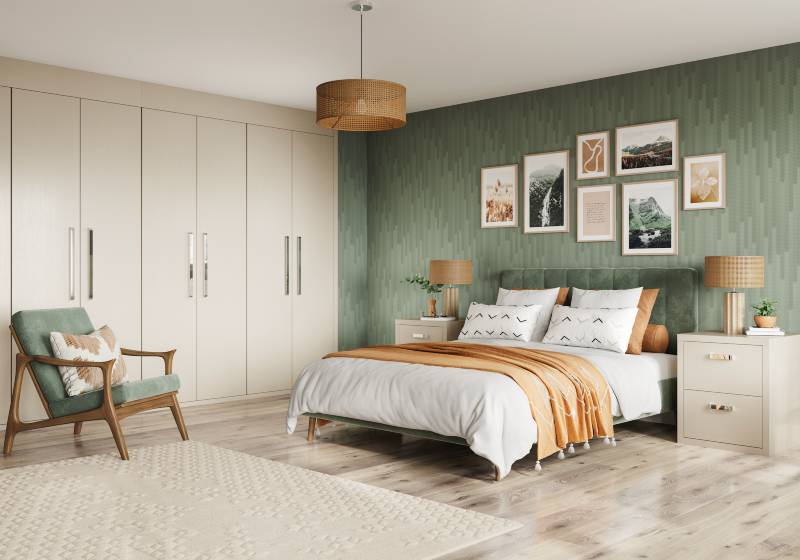 Bedroom featuring wardrobe with Dusk matt Cashmere finish